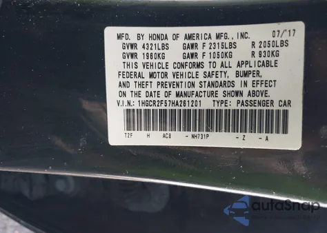 2017 Honda Accord Sport из США, поврежденный, VIN 1HGCR2F57HA261201